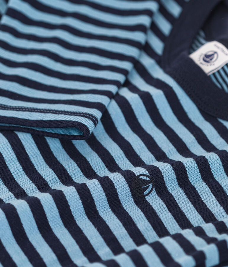 Camiseta de manga larga de tejido t&uacute;bico de ni&ntilde;o azul/azul