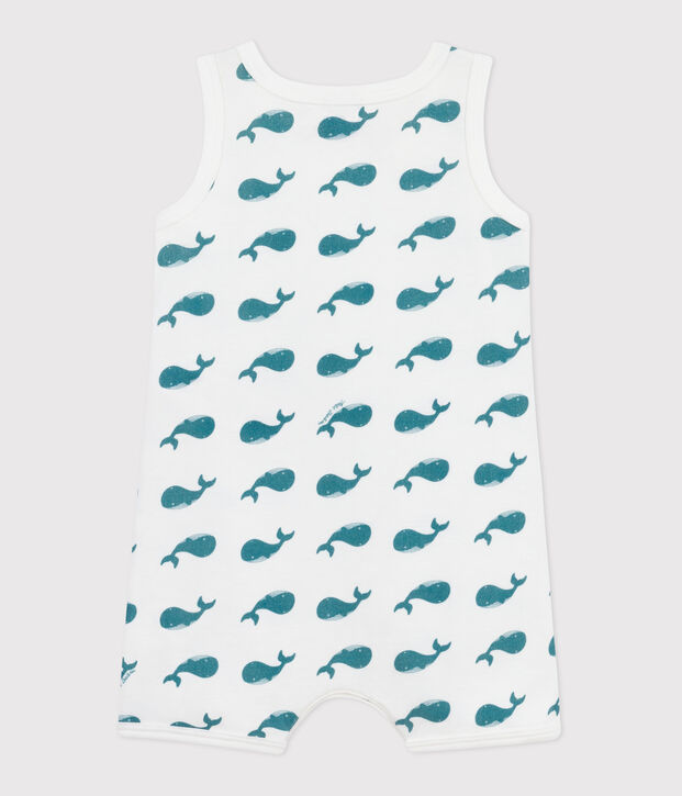 Mono corto de algod&oacute;n con ballenas para beb&eacute; verde/verde
