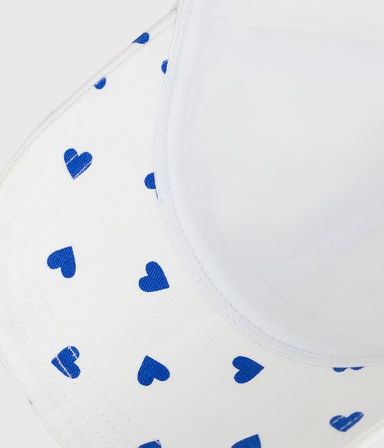 Sombrero infantil de sarga con estampado de corazones blanco MARSHMALLOW/ CREPUSCULE