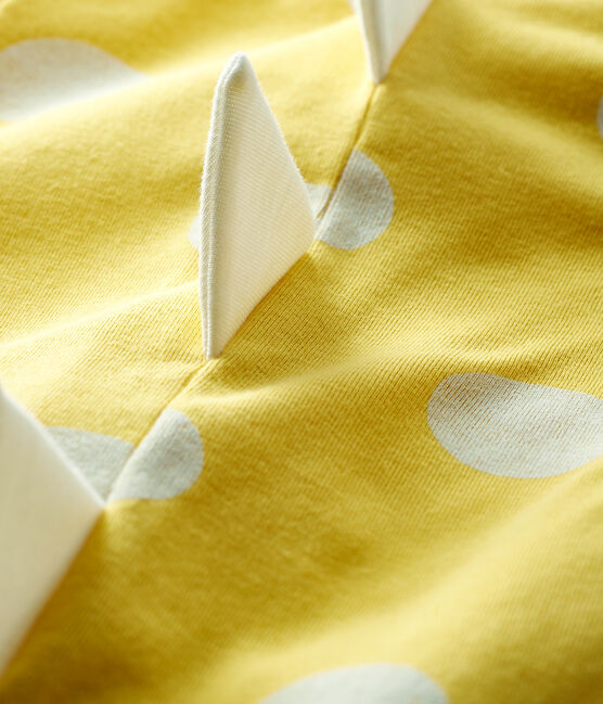 Pelele corto de punto acanalado con dinosaurio para bebé amarillo BLE/blanco ECUME
