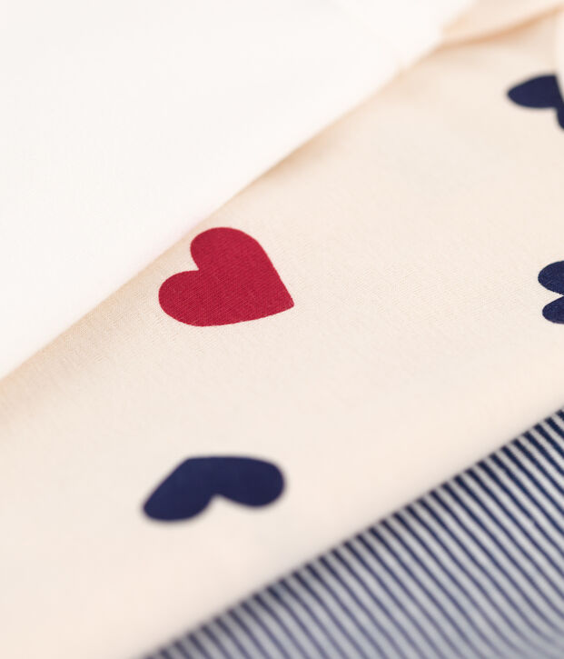 Juego de 3 bodis de algod&oacute;n de manga larga con coraz&oacute;n para beb&eacute; multicolor