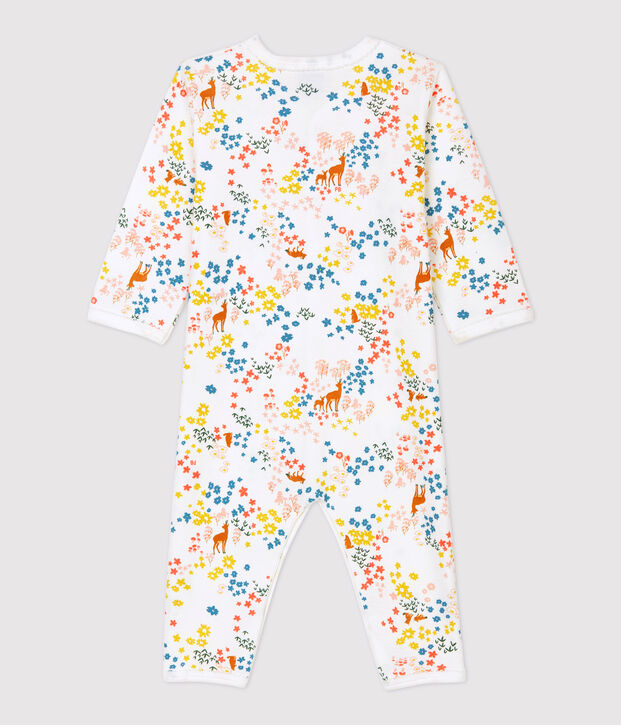 Pelele de beb&eacute; con estampado de flores de algod&oacute;n org&aacute;nico blanco/multicolor