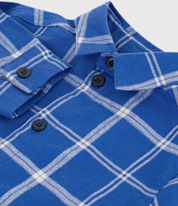 Camisa de franela a cuadros para beb&eacute; azul/crudo