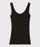 Camiseta de tirantes de lana y algodón de mujer negro NOIR