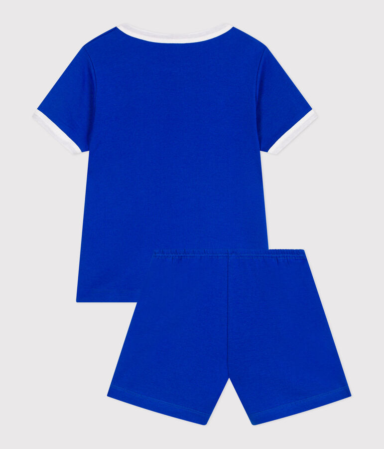 Pijama corto infantil de algod&oacute;n azul