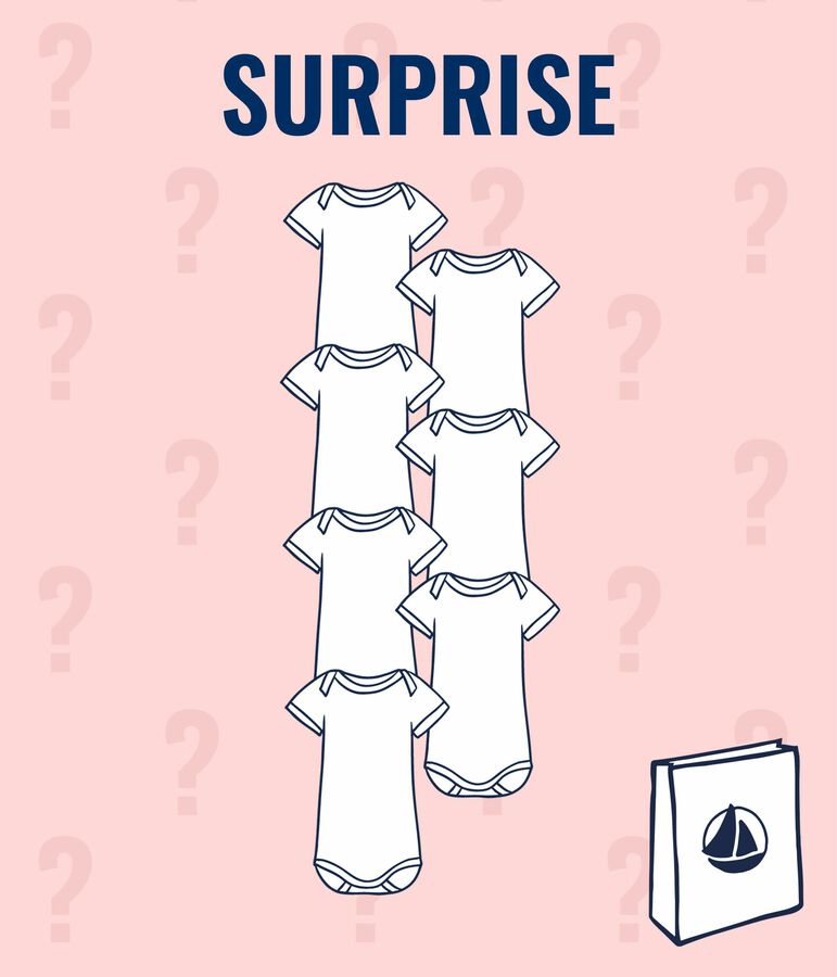 Juego sorpresa de 7 bodis de manga corta para beb&eacute; ni&ntilde;a multicolor