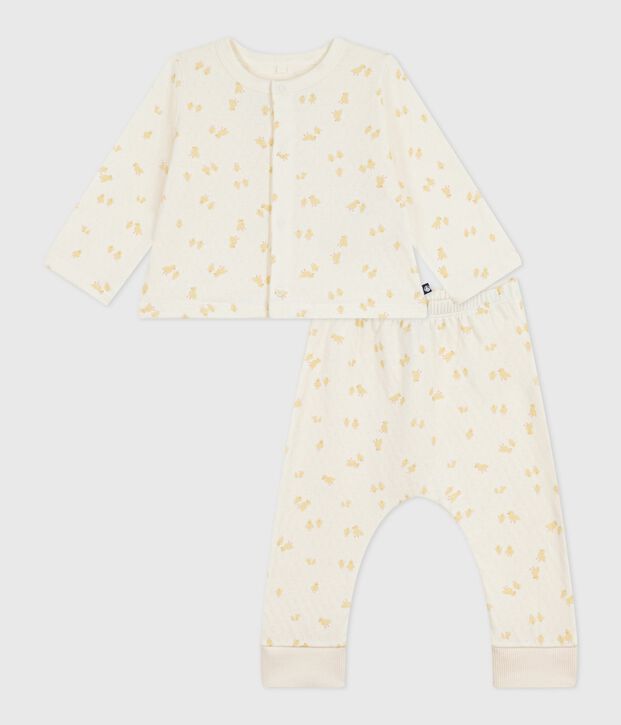 Conjunto de 2 piezas de algod&oacute;n con estampado de pollitos para beb&eacute; crudo/multicolor