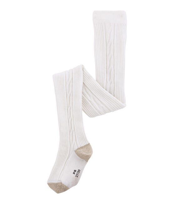 Pantis cálidos infantiles para niña blanco MARSHMALLOW