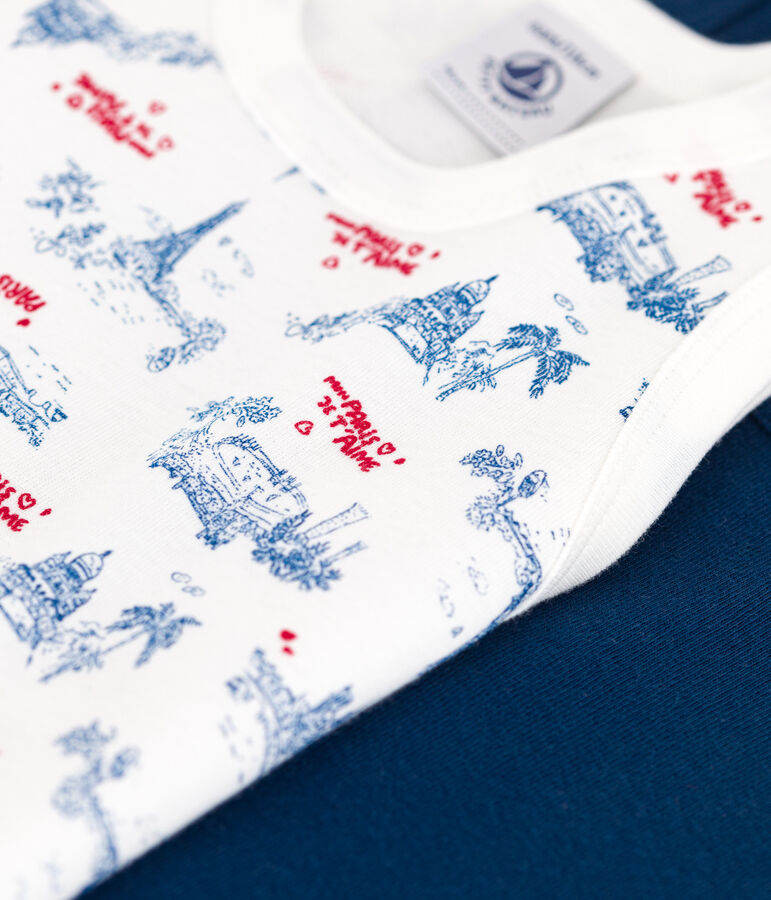 Juego de 2 camisetas infantiles sin mangas de algod&oacute;n con estampado de Par&iacute;s multicolor
