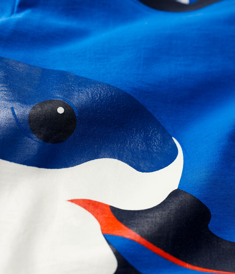 Camiseta de manga larga de algod&oacute;n de ni&ntilde;o azul