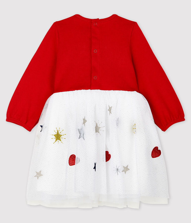 Vestido de manga larga para beb&eacute; ni&ntilde;a rojo TERKUIT/blanco MULTICO