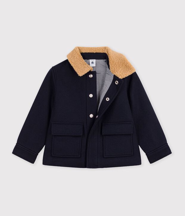 Chaqueta infantil lisa estilo gab&aacute;n de pa&ntilde;o de lana SMOKING