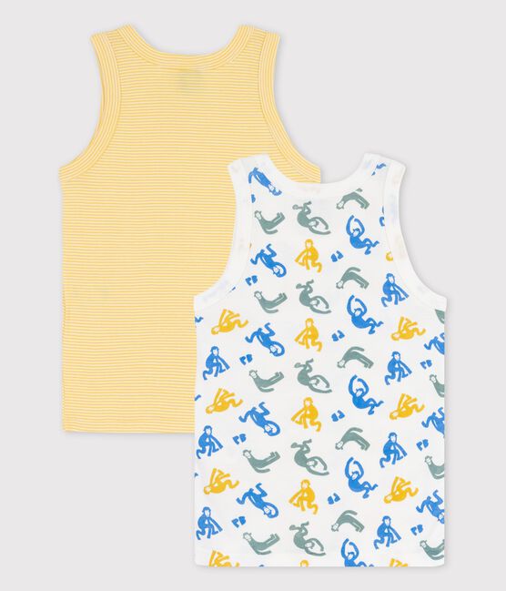 Juego de 2 camisetas de tirantes con monos fosforescentes de algodón de niño variante 1