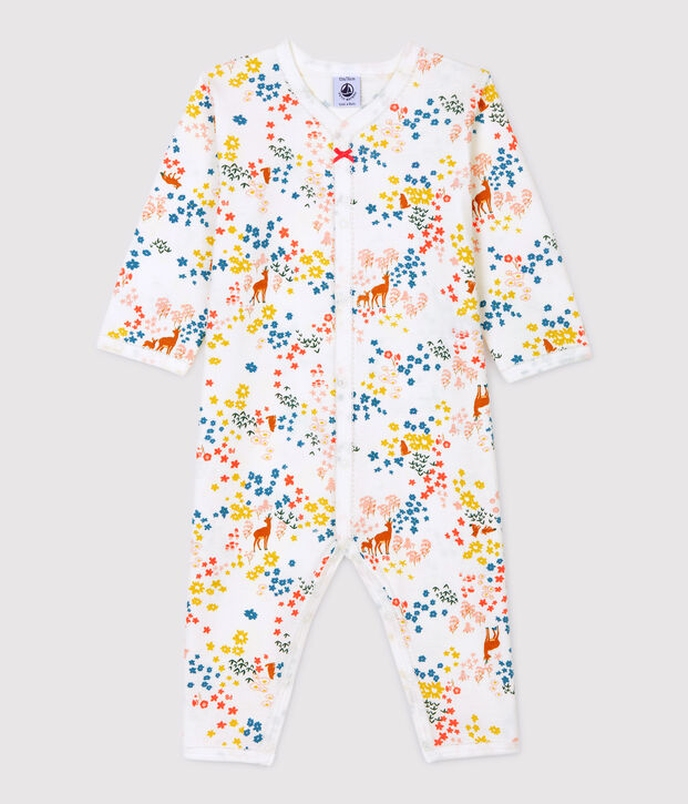 Pelele de beb&eacute; con estampado de flores de algod&oacute;n org&aacute;nico blanco/multicolor