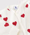 Pelele sin pies de algodón con corazón de bebé blanco MARSHMALLOW/rojo TERKUIT