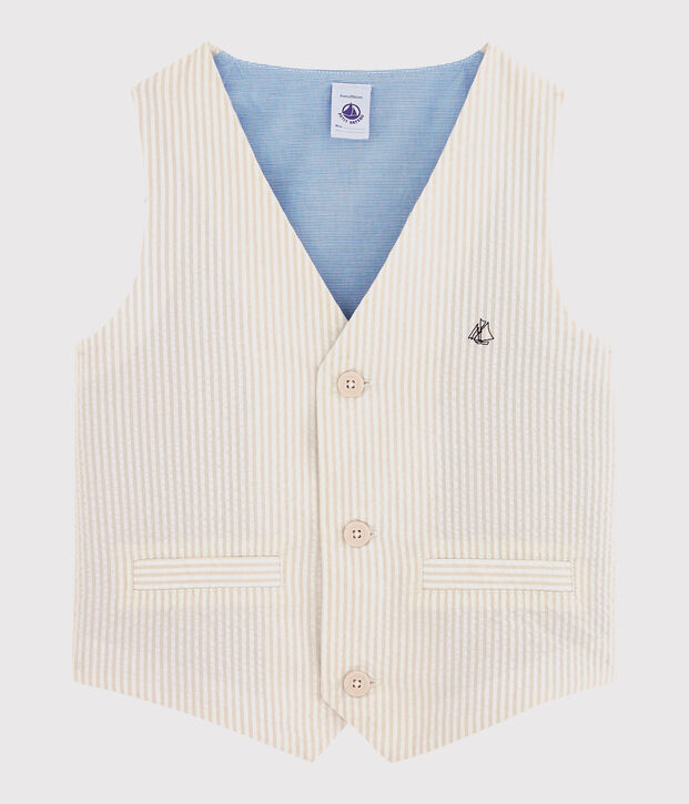 Chaleco sin mangas de ni&ntilde;o beige/blanco