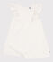 Vestido infantil de algodón de manga corta blanco MARSHMALLOW/gris ARGENT