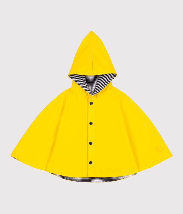 Capa de lluvia para beb&eacute; de algod&oacute;n y punto revestido amarillo