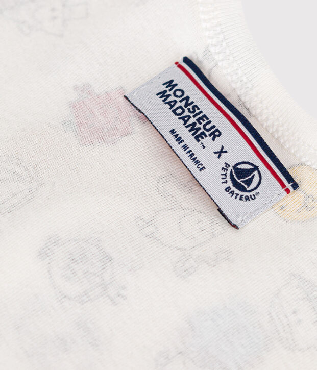 Mono corto con estampado Monsieur Madame de algod&oacute;n de beb&eacute; blanco/multicolor