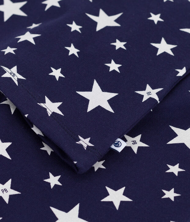 Pijama infantil de felpa con estampado de estrellas azul/blanco