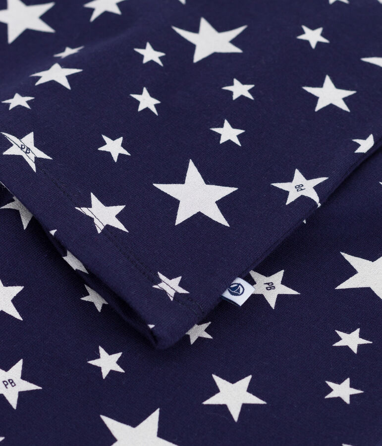 Pijama infantil de felpa con estampado de estrellas azul/blanco