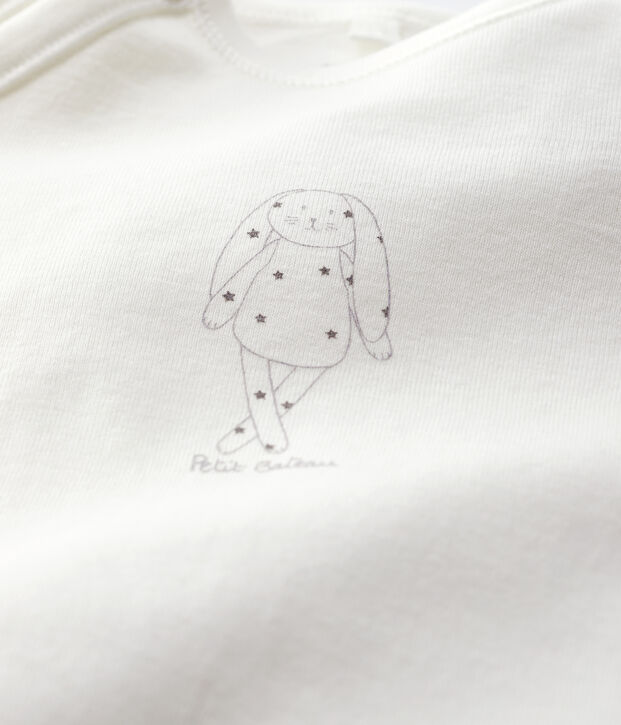 Pijama de beb&eacute; de algod&oacute;n ecol&oacute;gico blanco blanco