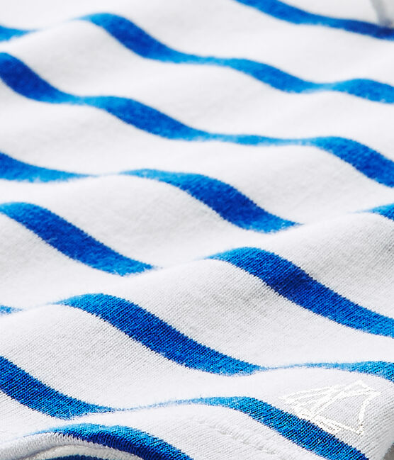 Camiseta bebé niña de manga cortos a rayas blanco MARSHMALLOW/azul PERSE