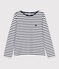 Camiseta marinera de mujer de algod&oacute;n grueso larga blanco/azul