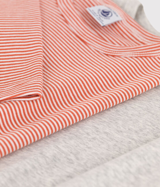 Juego de 2 camisetas de algodón milrayas de manga larga para niña / niño variante 1