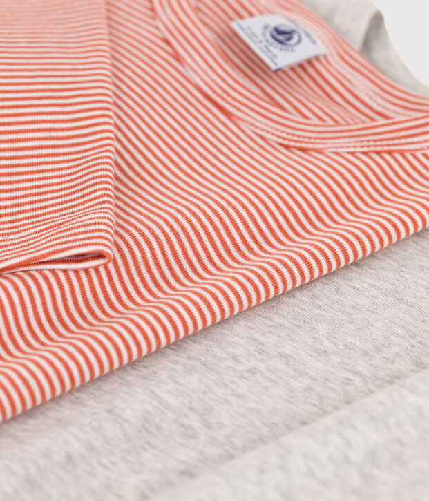 Juego de 2 camisetas de algod&oacute;n milrayas de manga larga para ni&ntilde;a / ni&ntilde;o multicolor