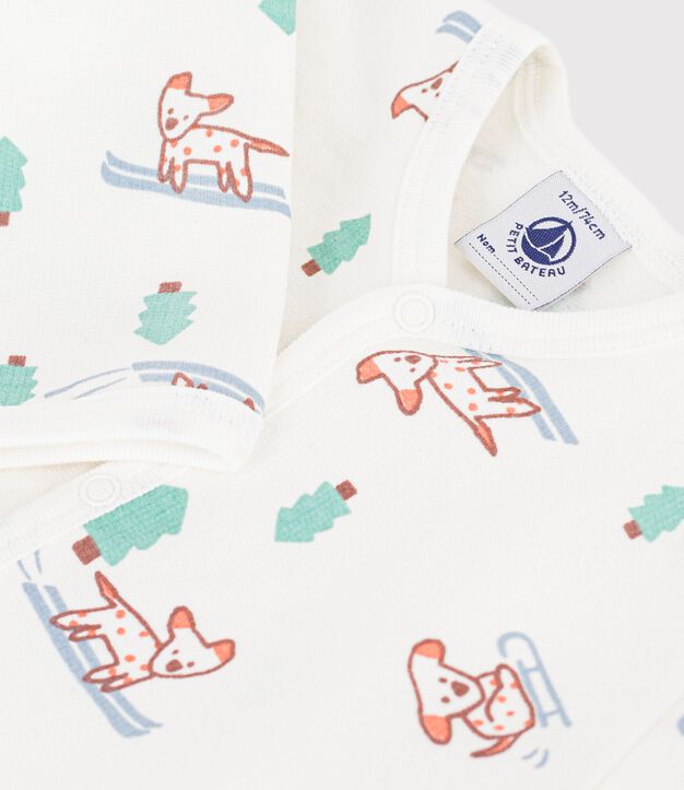 Pijama de mulet&oacute;n con estampado de perro para beb&eacute; blanco/multicolor