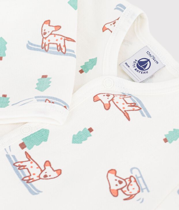 Pijama de mulet&oacute;n con estampado de perro para beb&eacute; blanco/multicolor
