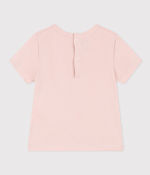 Camiseta de manga corta de algod&oacute;n para beb&eacute; rosa