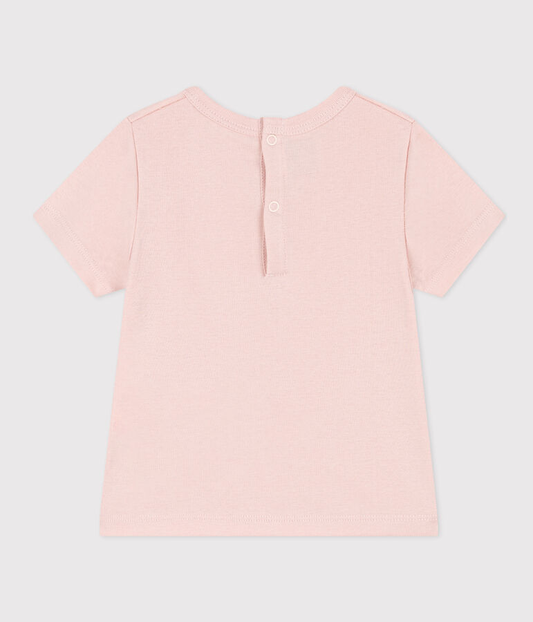Camiseta de manga corta de algod&oacute;n para beb&eacute; rosa