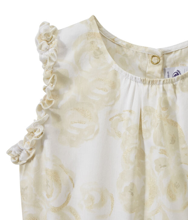 Vestido estampado sin mangas para ni&ntilde;a blanco/multicolor