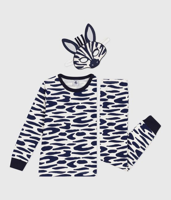 Pijama disfraz infantil de algodón con estampado de cebra azul MILK/ SOIR