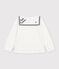 Blusa infantil lisa de manga larga de algod&oacute;n con cuello blanco
