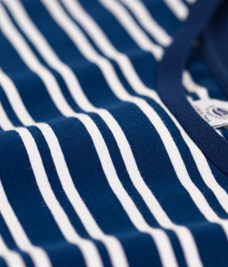 Camiseta LE BOXY de algod&oacute;n para mujer azul/blanco