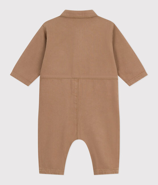 Mono largo estilo «worker» de algodón liso para bebé beige ROCHE CLAIR