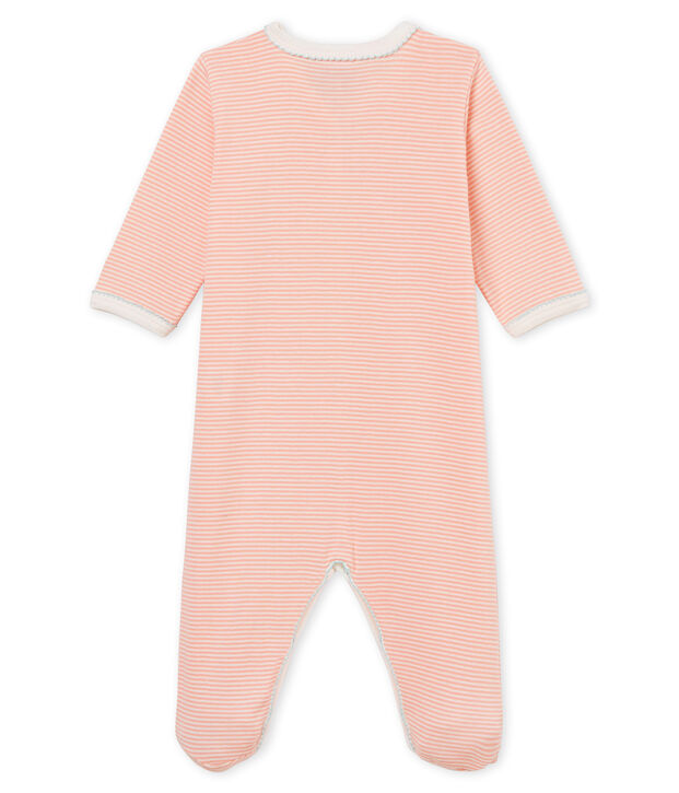 Pelele de punto para beb&eacute; ni&ntilde;a rosa/blanco