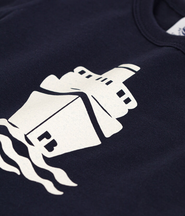 Camiseta de manga corta de punto con motivo para beb&eacute; azul SMOKING