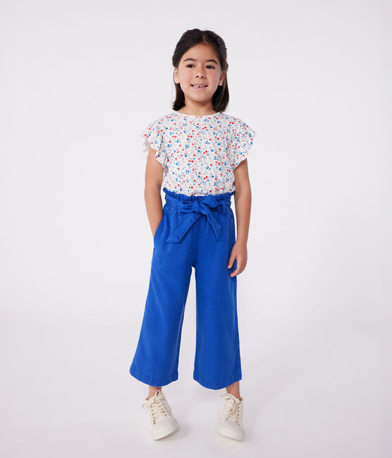 Camiseta infantil de manga corta de algodón con flores blanco MARSHMALLOW/blanco MULTICO