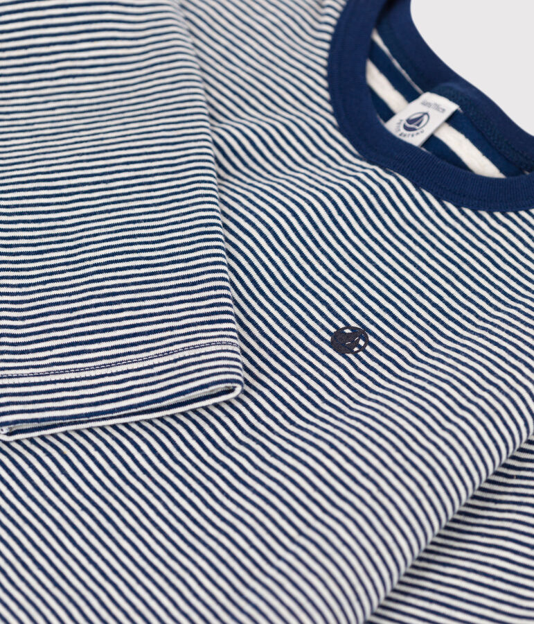 Camiseta de manga larga de tejido t&uacute;bico de ni&ntilde;o azul/beige