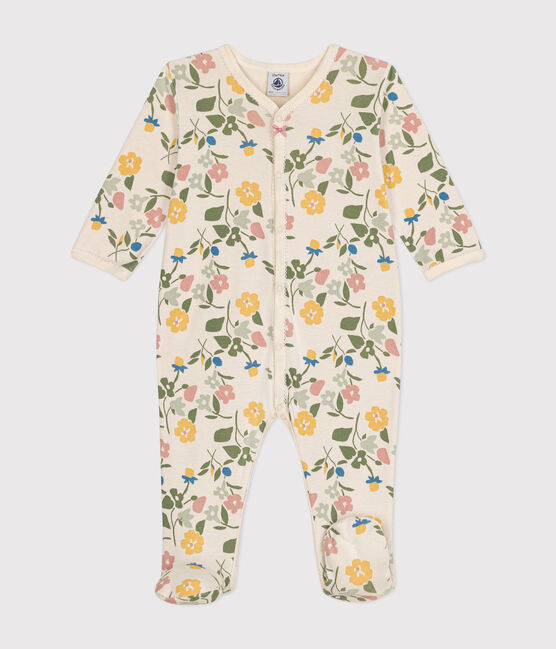 Pijama de algodón con estampado de flores para bebé blanco AVALANCHE/ MULTICO