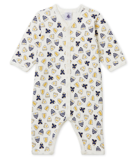 Pijama de bebé sin pies en punto para niño blanco MARSHMALLOW/blanco MULTICO