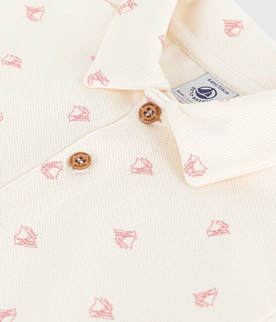 Polo infantil de algodón estampado de manga corta rojo MILK/ POMPEI