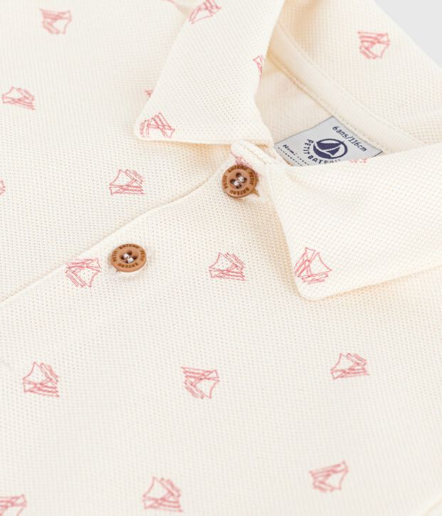 Polo infantil de algod&oacute;n estampado de manga corta rojo/rojo