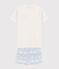 Pijama corto blanco y azul de canalé unisex blanco MARSHMALLOW/azul COOL