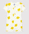 Pelele corto con estampado vegetal de algodón de bebé blanco MARSHMALLOW/ ORGE