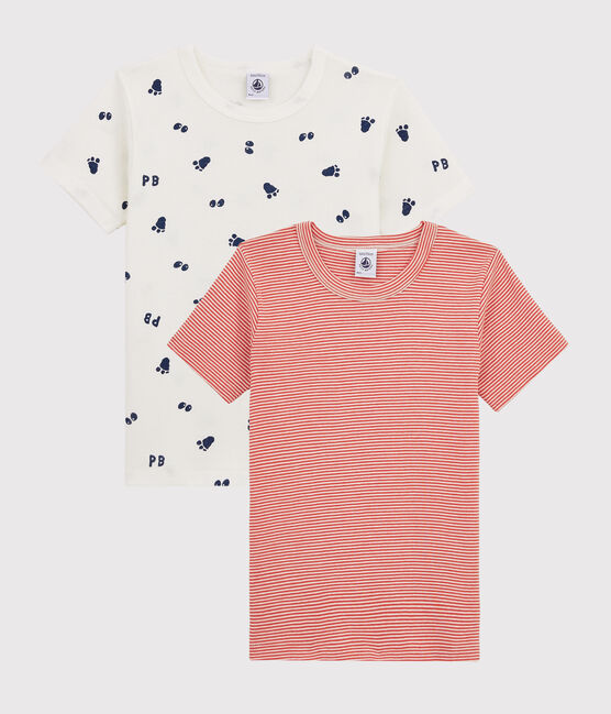 Juego de 2 camisetas de manga corta con estampado de pata de yeti de niño pequeño variante 1